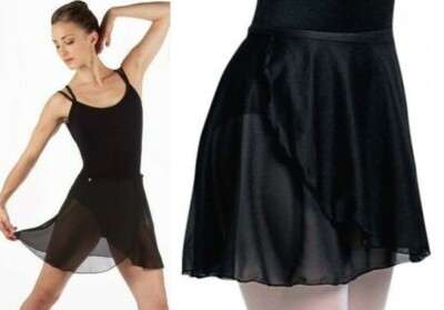 Motionwear Child Medium Black WRAP SKIRT Dance Costume Ice Skating Ballet New