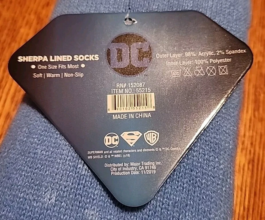 Calcetines antideslizantes forrados "talla única" DC Comics Superman Sherpa nuevos con etiquetas Foto 2 de 4