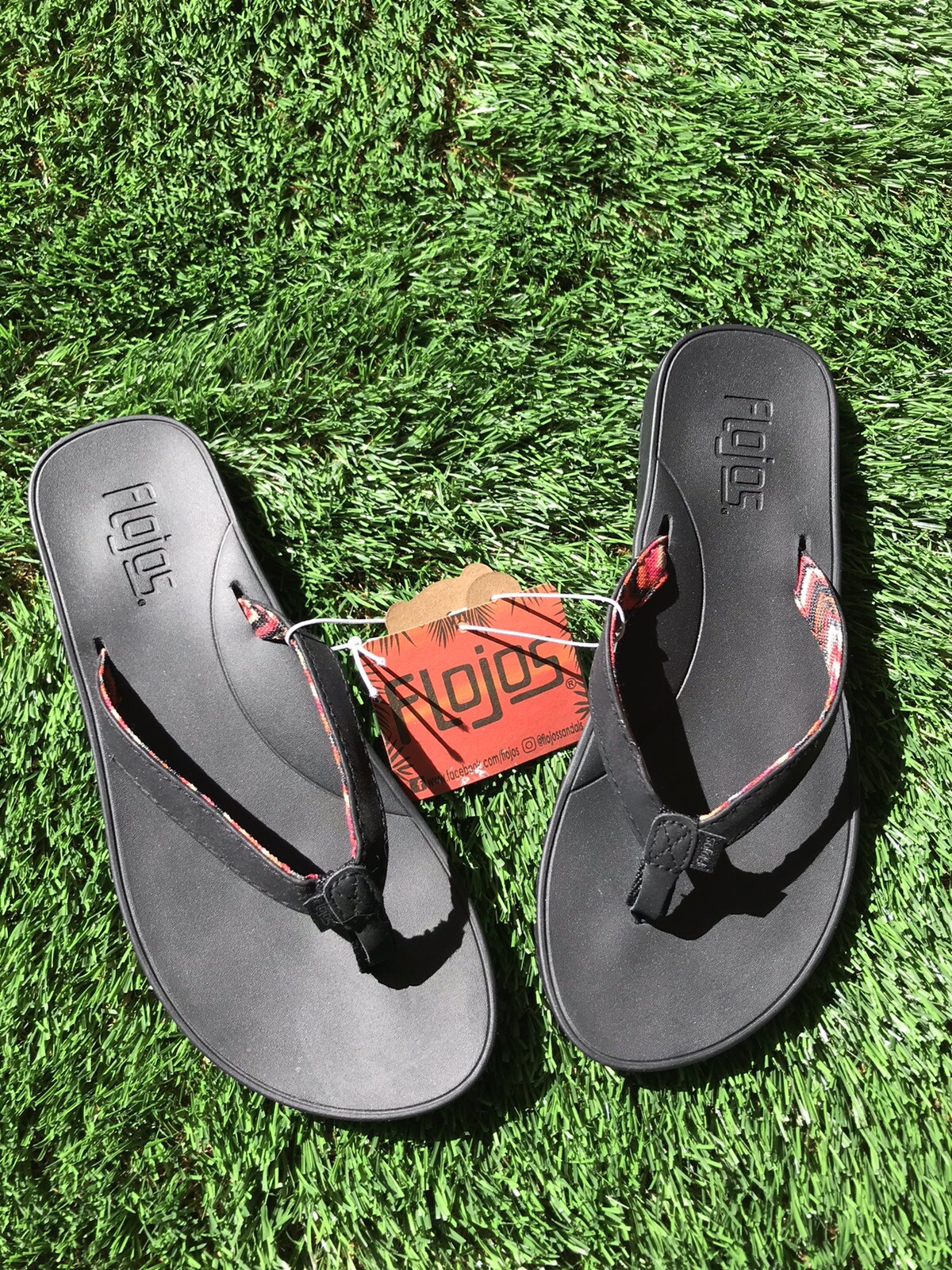 Flojos Zahra Black Flip Flops Sandals 