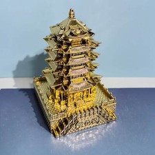 Torre gru giallo metallo modello architettonico ornamento retrò processo lega