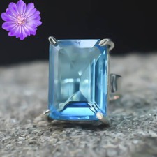 Blue Topaz Gemstone 925 Sterling Silver Ring Handmade Jewelry Ring For Gift