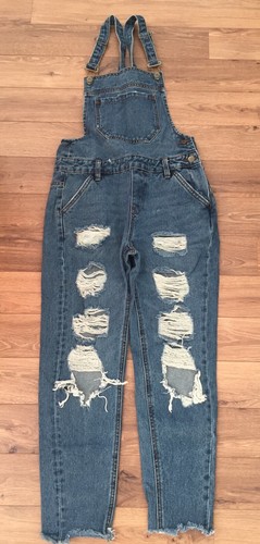 Blue Denim Ripped Jeans Dungarees 