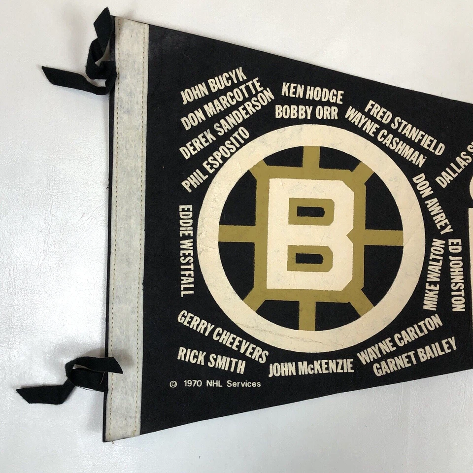 Boston Bruins 1970 Black Team Roster Pennant Flag Bobby Orr Esposito Buck NHL - Image 3 of 4