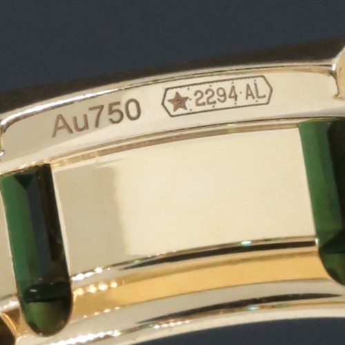 Gucci Link To Love Green Tourmaline Stack Band Ring Size 6.5 - 18K Yellow Gold - Picture 6 of 6