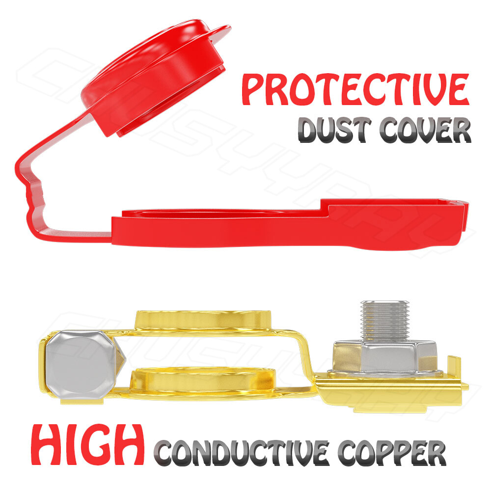Pair Car Battery Terminal Connectors Universal Positive Negative Wire Post Clamp