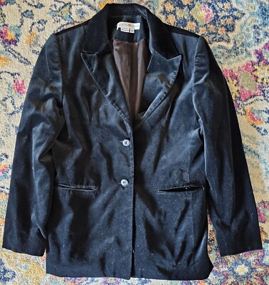 preswick and moore Womens Black blazer Size 14 Cotton Blemishes Velvety Feel