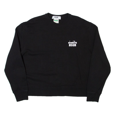 MSGM DIADORA Cropped Damen Sweatshirt Pullover Schwarz L Rundhals