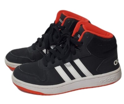 Adidas Unisex Hoops 2.0 Boys Mid Black High Top Shoes Sneakers Sz 4
