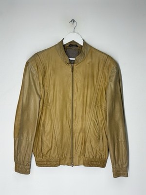 Zilli Larsen Calf Leather Jacket Colonial Beige Color Silk Lined Vintage Size 50