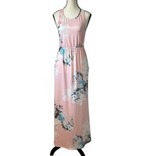 Pink and Blue Maxi Sundress Stretchy and Comfortable with Pockets