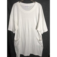 Monte Carlo Loungewear Sz L White SS Drop Shoulder Cover Up Made in USA