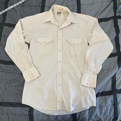 Ely Cattleman Shirt Mens Small Pearl Snap Long Sleeve Western Rodeo Beige