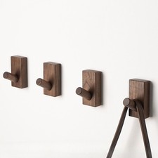 6Pcs Rectangular Wood Hook Coat Hat Hanging hook Towel Rack Hall Wall Decoration