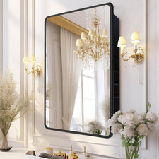 Bathroom Medicine Cabinet with Mirror, 20X30 Inch Metal Black Recessed Medicine