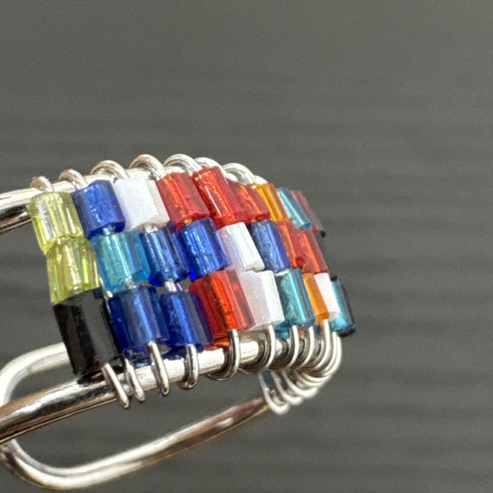 Multicolor Glass Beaded Adjustable Ring Boho Arti… - image 7