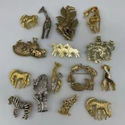 Lot 15 Vintage Now SAFARI ANIMAL BROOCH Pins Rhinestone Enamel Costume Jewelry