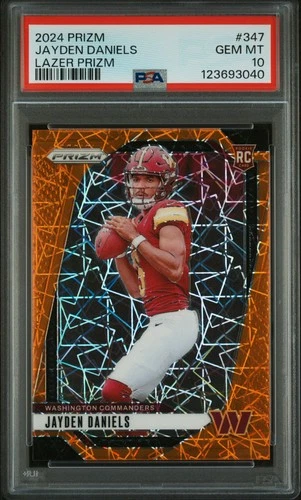 2024 PANINI PRIZM LAZER PRIZM #347 JAYDEN DANIELS ROOKIE RC PSA 10