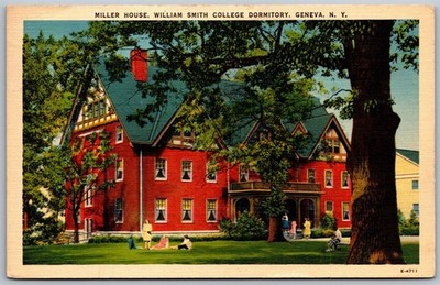 Vtg Geneva New York NY Miller House William Smith College Dormitory Postcard