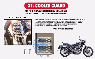 Silver Radiator Guard (Oil Cooler Guard) ''For Royal Enfield New Bullet 650''