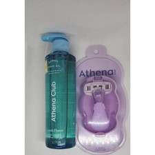 Athena Club Glossy Shave Oil Cosmic Flower 8 fl oz  Mini Lilac Razor Brand New