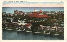 Ocean Grove, New Jersey NJ Birds Eye View of Town Tichnor Antique Postcard