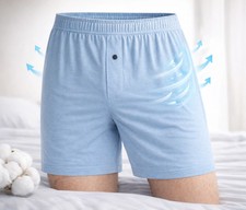 Men s 100 Cotton Pajama Shorts Breathable Elastic Waist Summer Casual Sleepwear