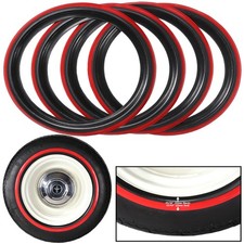 4x Portawalls Black Red Wall Tire Insert 15 Rims Sidewall Set 4x Portawalls Black Red Wall Tire Insert 15 Rims Sidewall Set