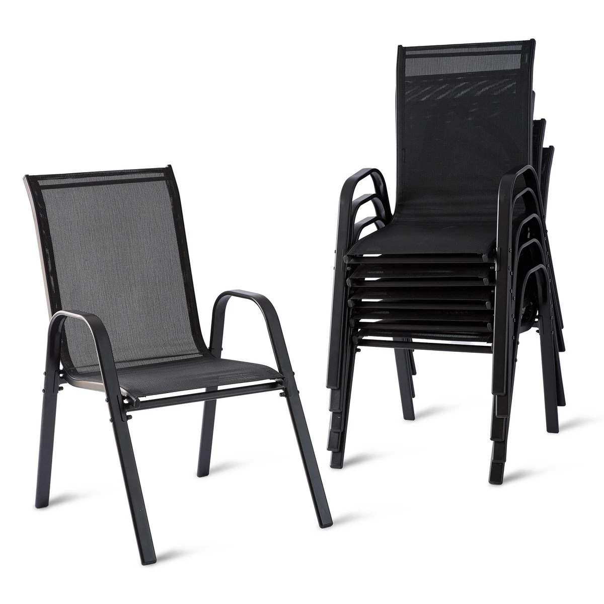 Sillas de jardín respaldo alto silla apilable silla de balcón silla apilable juego de sillas 150 kg