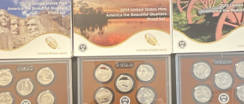 U.S. Mint 2013-2015 America the Beautiful Quarters Proof Sets (3)