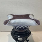 Fenton? Purple Amethyst Opalescent Coin Dot Bowl Art Glass Vintage