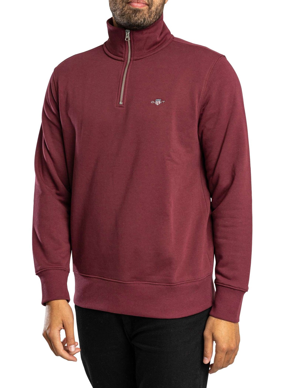 GANT Regular Shield Half Zip Sweatshirt, Deep Grape Wine - 3XL