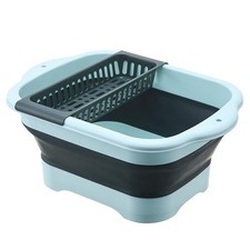 Alltiett 2.98 Gallon 11.28L Collapsible Dish Basin with Drain Medium, Green