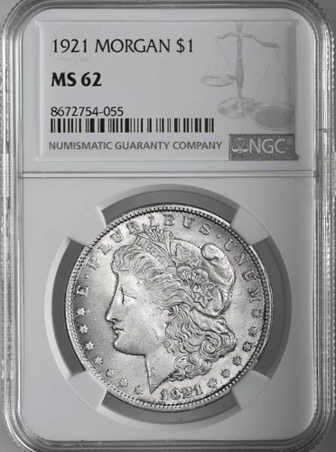 1921-P  $1  MORGAN SILVER DOLLAR  "PHILADELPHIA MINT"  NGC MS62 #8672754-055