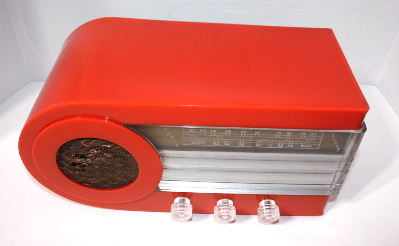 Ultra Rare Vintage 1946  Cyarts B Deluxe Radio Orange Art Deco