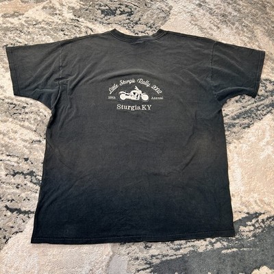Vintage Fruit Of Loom T Shirt Sz 2XL Black Little Sturgis Rally 2002 10th Annual