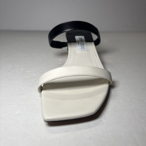 Jimmy Choo Kyda 35 White Black Leather Sandals Strap Low Heel Sz 40 Italy - Picture 7 of 18