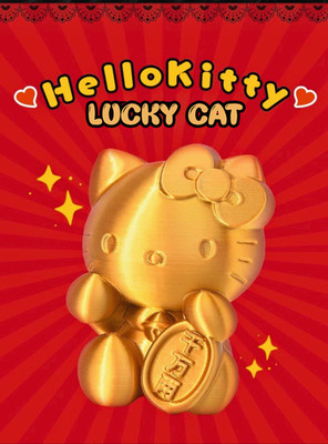 Hello Kitty Gold Figure Japanese Lucky Cat Maneki-neko Good Luck Coin Figurine