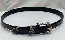 Brighton Western Belt Reptile Leather Silvertone Furled Buckle XL 24503 Vintage