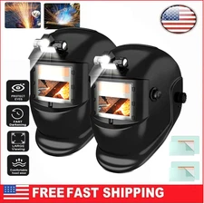 1/2PC Solar True Color Auto Darkening Welding Helmet with Light for TIG MIG ARC