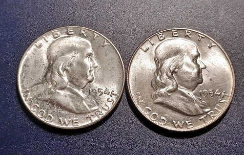 Choice BU 1954-P & 1954-D Franklin Half Dollars