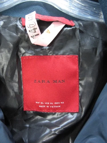 Zara Man Mens Size XL Jacket Full Zip Blue Lined w/ Packable Hood Polyester image 11