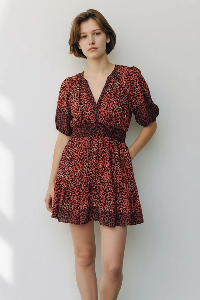 characters in black dresses Until Then Gold Leopard Print Jacquard Mini Dress