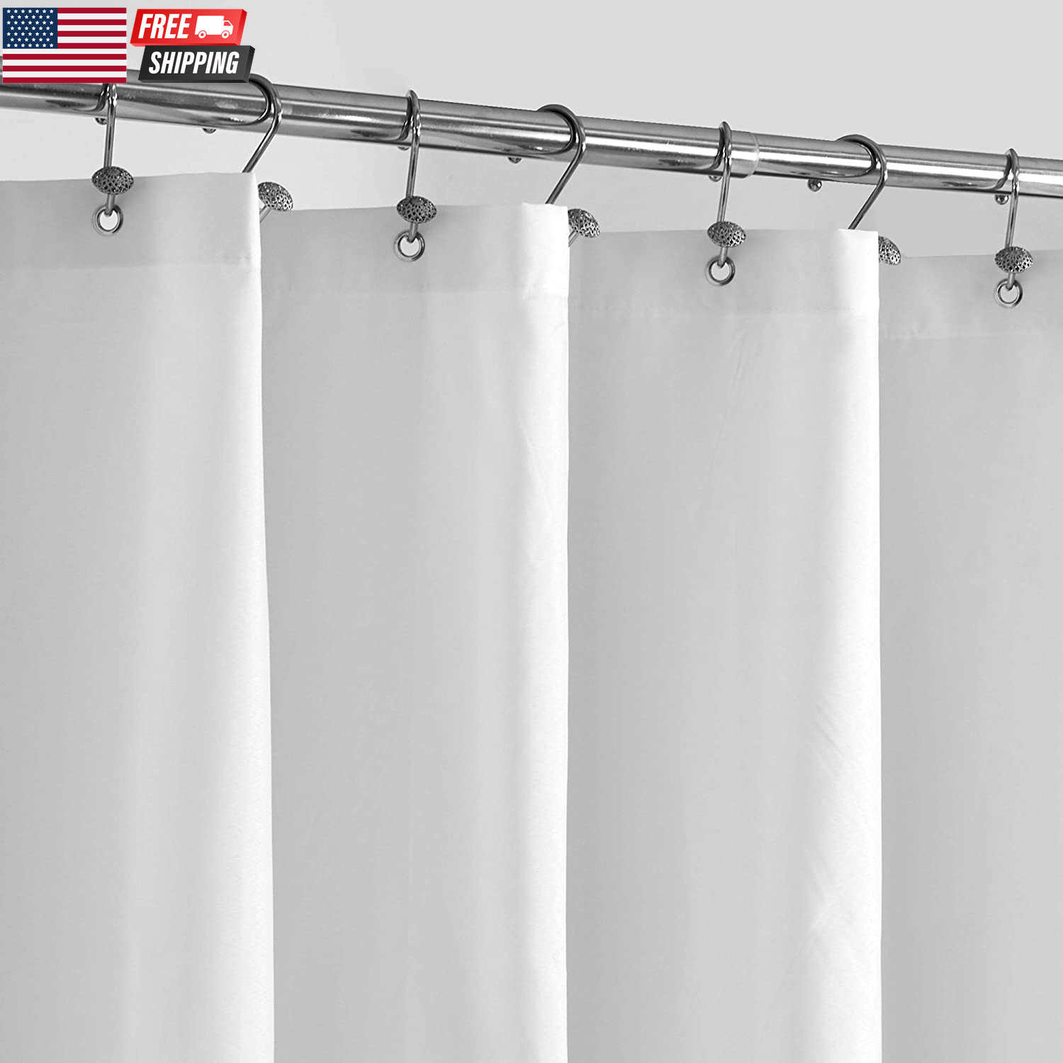 Waterproof Fabric Shower Curtain Liner with 3 Magnets,