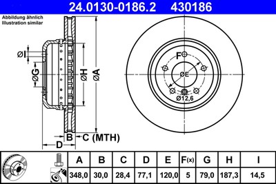 ATE 24.0130-0186.2 Brake Disc for BMW