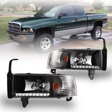 AUTOWIKI DRL Headlight For 94-02 DODGE Ram 1500/2500/3500/4000 NON SPORT