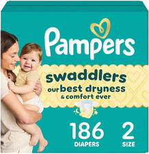 Swaddlers Diapers, Size 2 (10-22 Lbs), 186 Count, Absorbent, Keeps Baby Dry and  0.42 per diaper