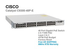 Cisco Catalyst C9300-48P-E  V05 48Port Gigabit PoE Switch Factory Reset 6MTH RTB