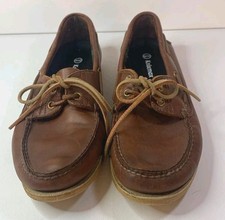 Timberland Classic Brown Leather Boat Shoes Men Size 9M Moccasin Deck75077 2 eye