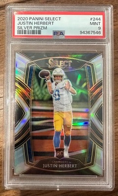 2020 Panini Select - Club Level Justin Herbert #244 Silver Prizm (RC) PSA 9
