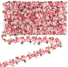 5 Yards Pink Lace Trim for Sewing Flower Embroidered Ribbon for Crafts Floral